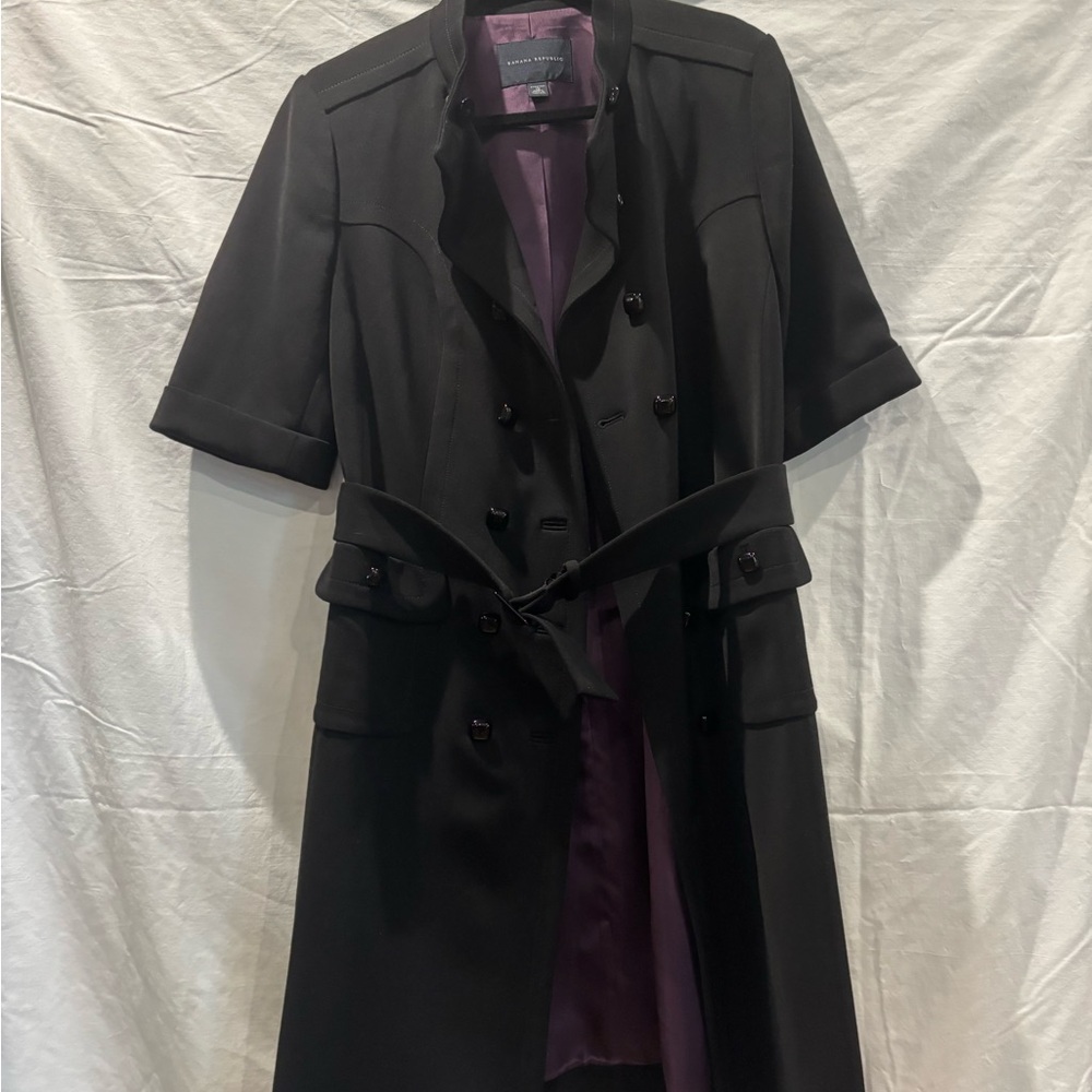 Banana Republic Black Trench Coat with Purple Lining